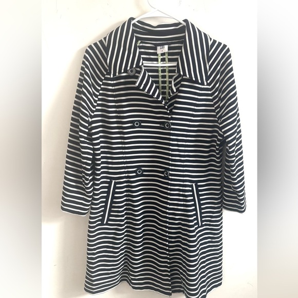 Cabi Trench Coat Maritime M Navy Striped Double Breasted Nautical Mod Jacket - Picture 2 of 8